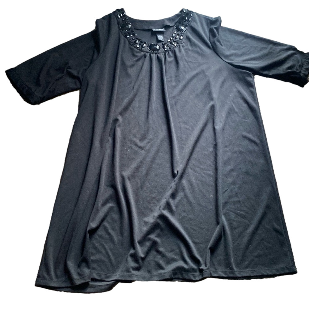 MAGGIE BARNES BLACK DRESS BLACK JEWEL EMBELLISHMENTS - Picture 4 of 4